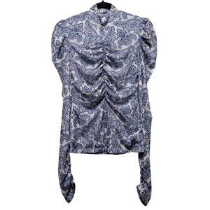 Bliss Ruched Mesh Turtleneck Blouse Small‎